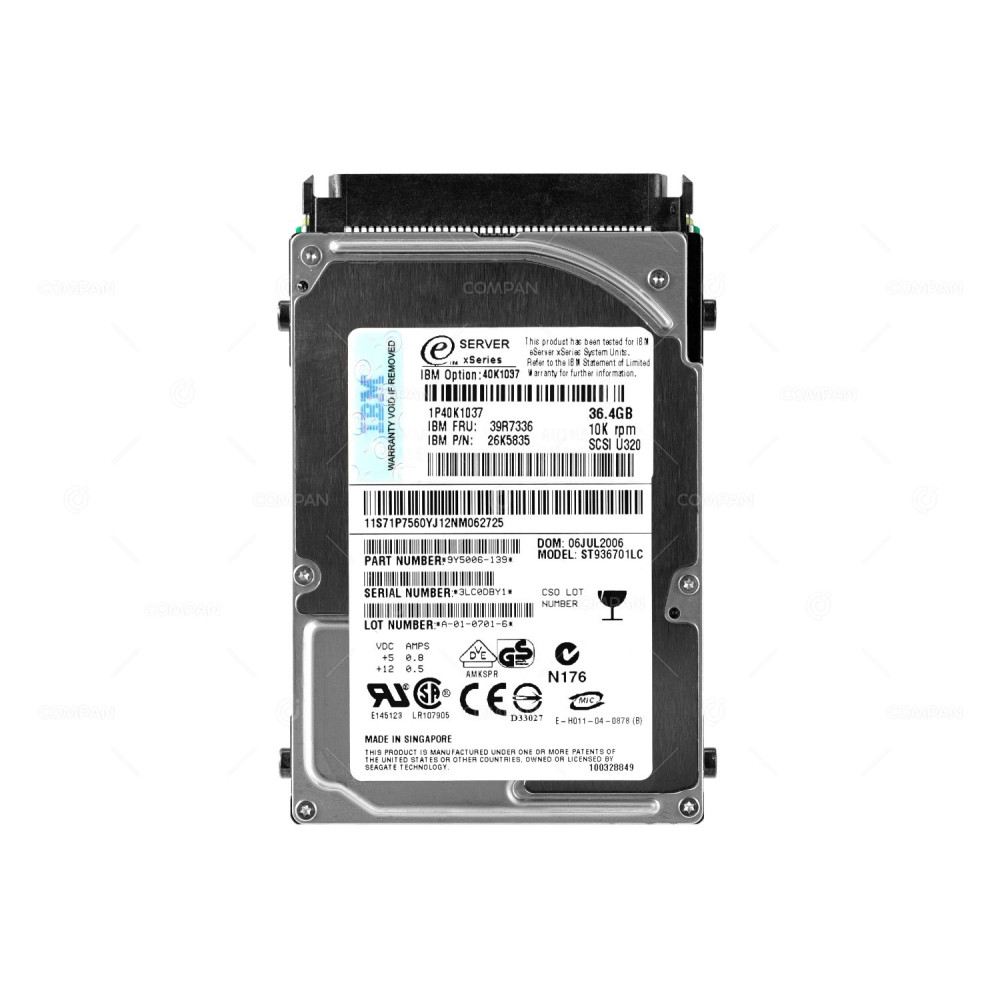 39R7336 IBM HARD DRIVE 36.4GB 10K U320 SCSI 2.5 SFF 26K5835, 40K1037, ST936701LC